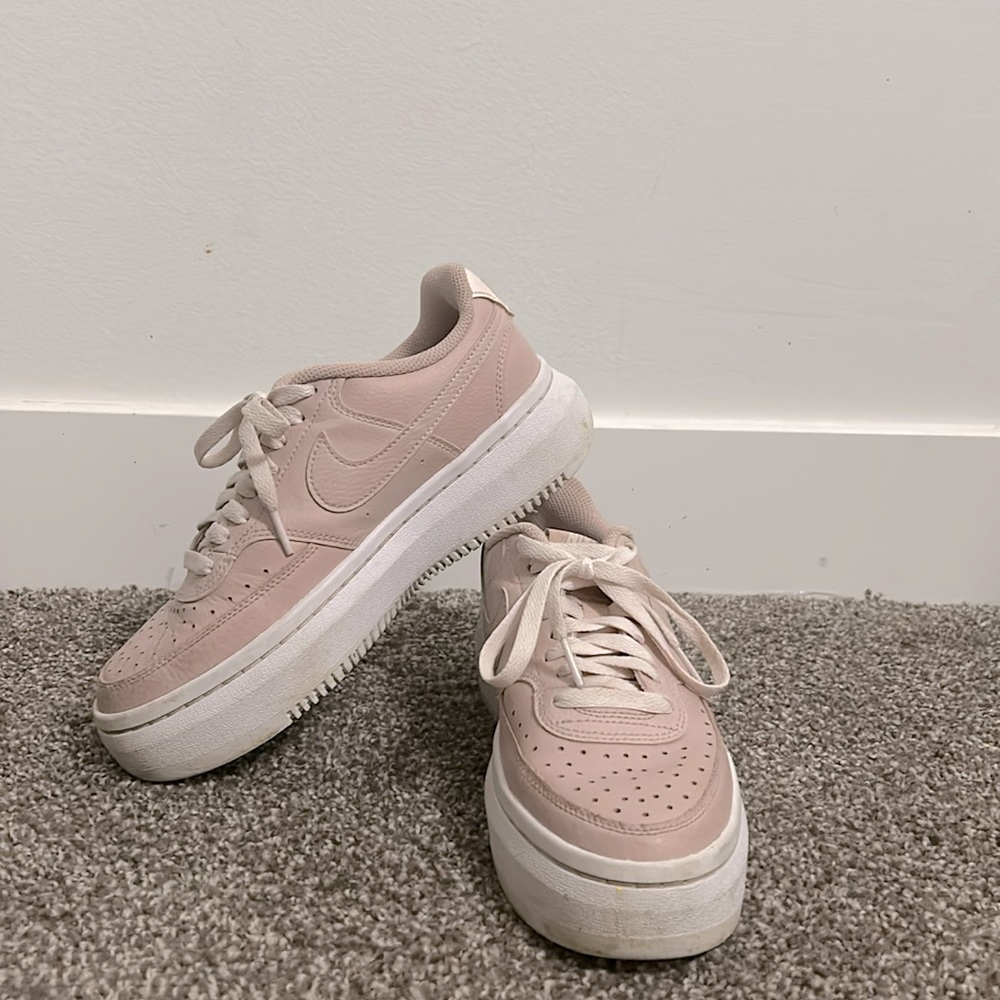 light pink Nike air forces with platforms size 8 1/2 in women’s